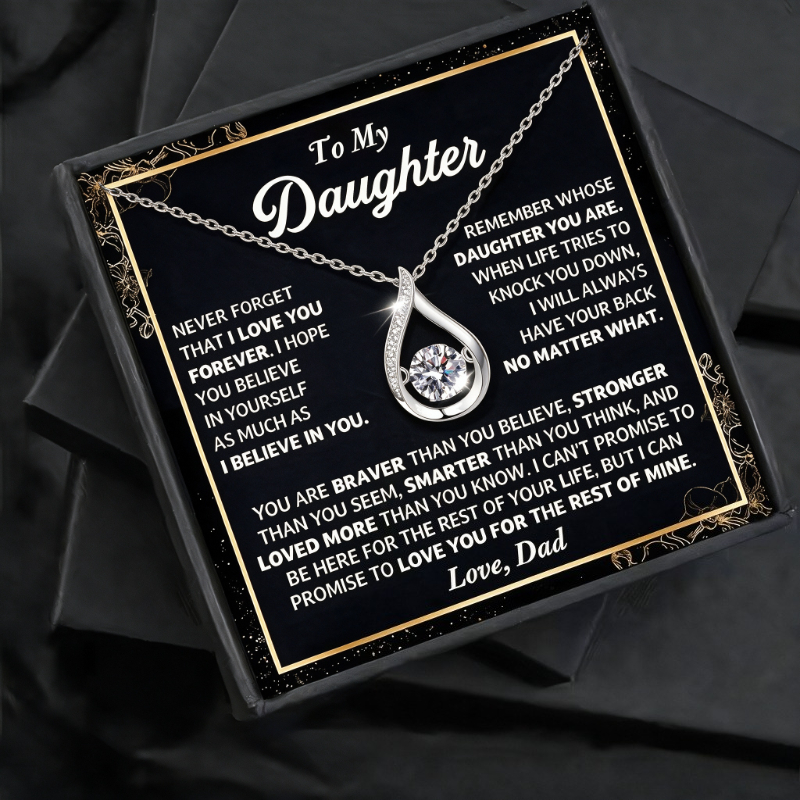To My Princess Teardrop Pendant Necklace from Dad to Daughter